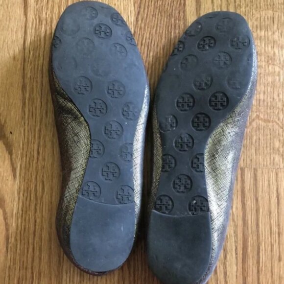 Tory Burch Flats Miller Ballet Metallic Thatch Reva SZ 10.5 - Picture 5 of 6